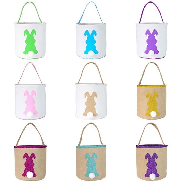 

2020 easter rabbit basket easter bunny bags rabbit printed canvas cute tote bag egg candies bucket candy gift storage party ear handbag dhl