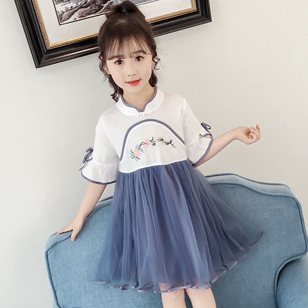 

lovely hanfu dress for girls bubble skirt dress cute tutu dance costume children kids dresses for girls stage costume bl1799, Black;red