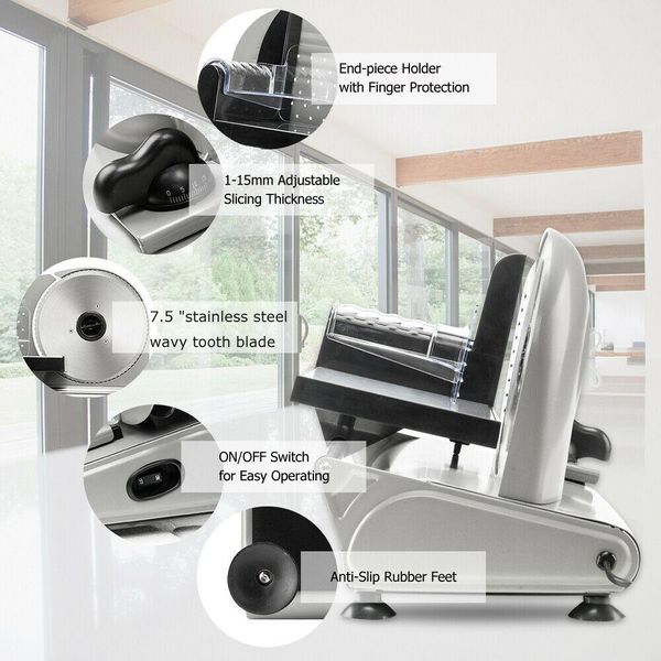 

7.5" meat slicer veggie cheese food cutter kitchen steel
