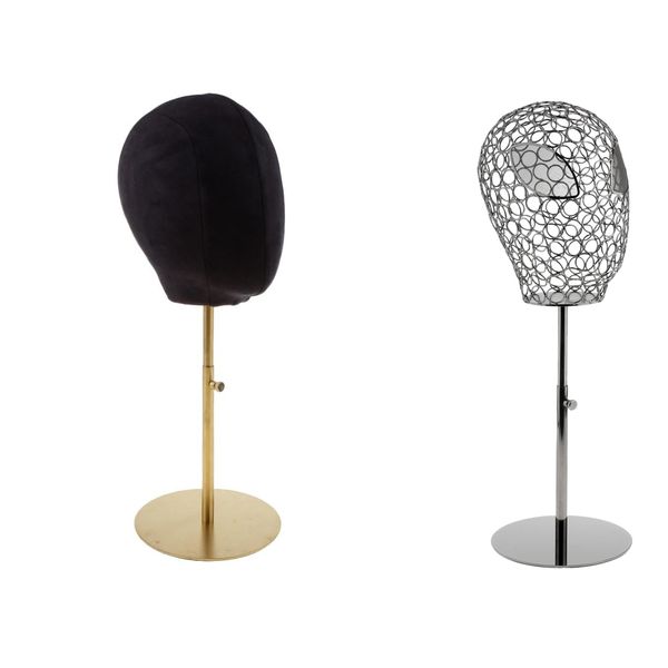

2pcs black suede cork mannequin head hat rack cap wig holder display stand model, White