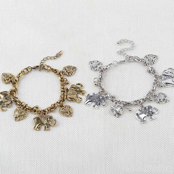 

elephant heart bracelet ancient silver gold heart charm women bracelets bangle cuff fashion jewelry gift will and sandy drop ship, Golden;silver