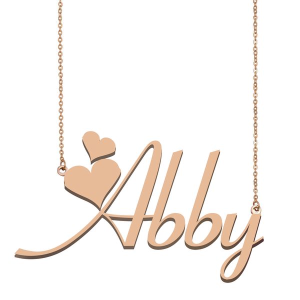 

abby name necklace pendant for women girls birthday gift custom children friends jewelry with 18k gold plated stainless steel, Silver