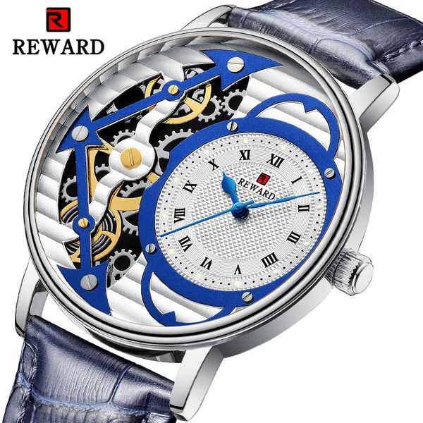 

2020 luxury watch men s watch leather belt waterproof multifunctional imitation hollow large dial mechanical watch simple luxury gift, Slivery;brown