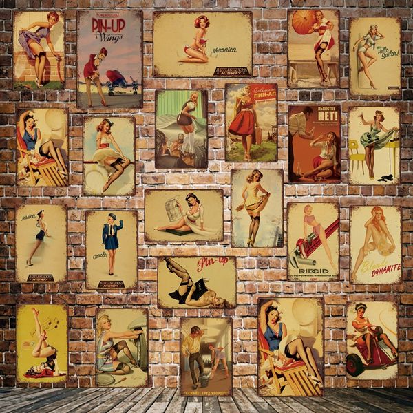 

mike86] второй мировой война pin up америка россия sexy металл знак бар vintage фрески poster art 20 * 30 cm lt-1751