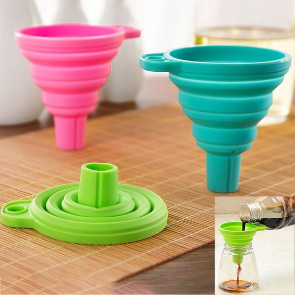 

silicone foldable funnel mini silicone gel collapsible style funnel hopper water filler tool kitchen accessories fa2263