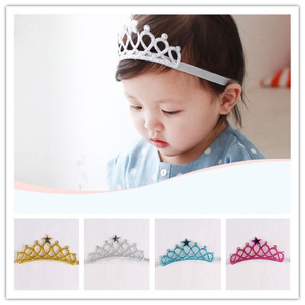 

new arrival glittering crown headband girls hair band head wrape hair accessories princess tiara headband kids headwear, Slivery;white