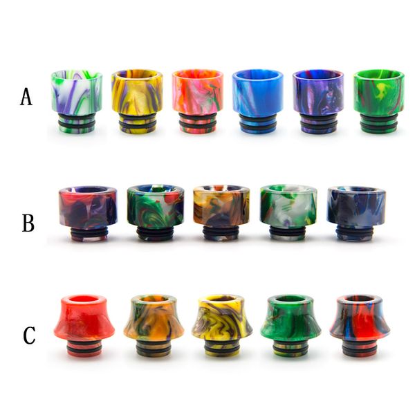 

510 Thread Resin Drip Tip Epoxy Resin Mouthpiece 3 types For 510 Atomizers Tank e cigarette with Acrylic packaging DHL Free