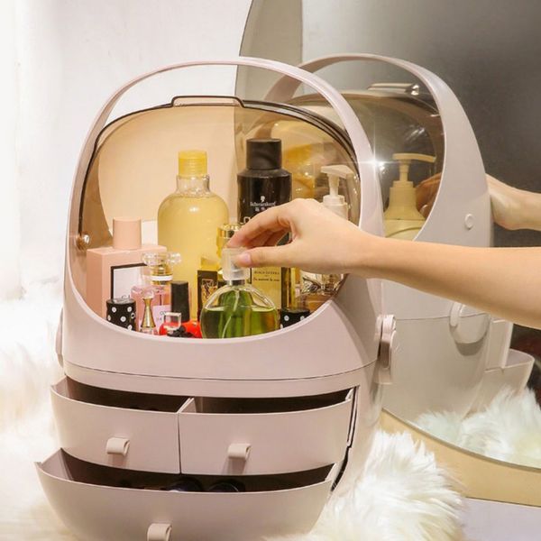 

women bathroom cosmetics storage box waterproof dustproof makeup organizer jewelry storage drawer cosmetic container