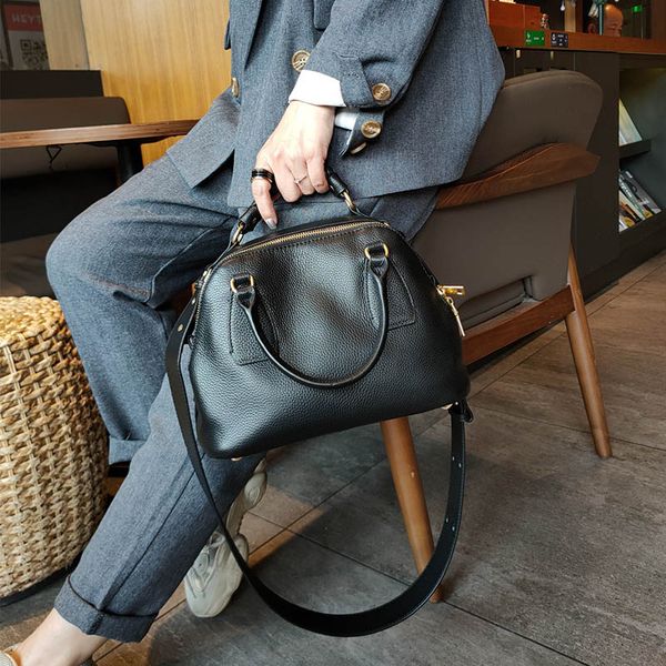 

new 2020 fashion style shell bag genuine cow leather luxury handbags women bags designer shoulder bag female women's handbags