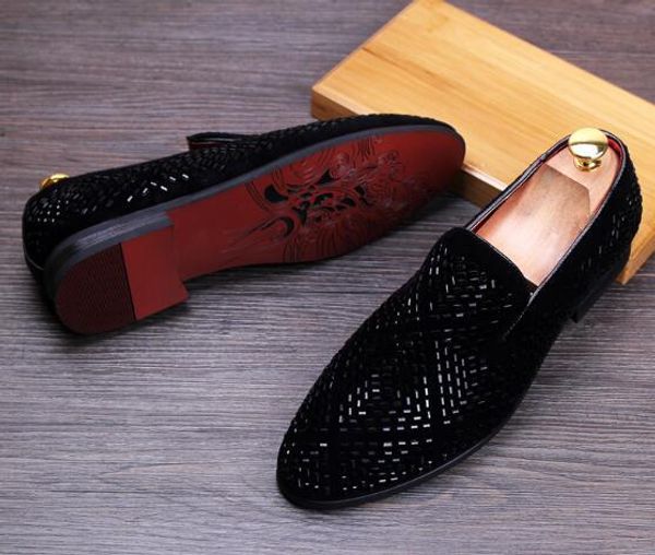 

mens designer loafers flat leather shoes rhinestone fashion mens loafers dress shoes slip on casual diamond pointed shoes,size38-45 c09, Black