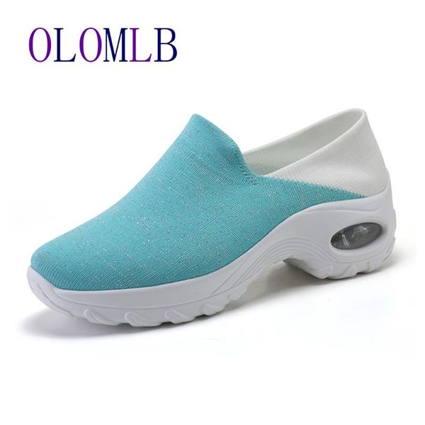 

женщины кроссовки трикотажного носок цельнолитной обувь женщина обувь платформа комфорт номер слип ladies повседневная женщина мода обувь c0, Black