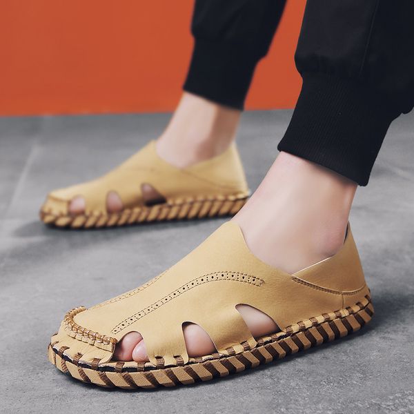 

sandals men's 2019 new style summer viet nam sandals fashion rome casual hand-woven cool outer wear, Black