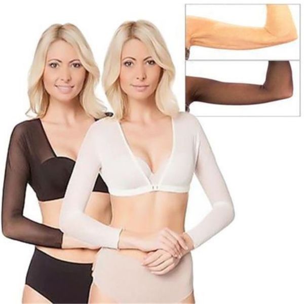 

slimmer thinner amazing arm sleeve shapewear crop slimming control arm trainer body shaper fashion mummy clothes, White