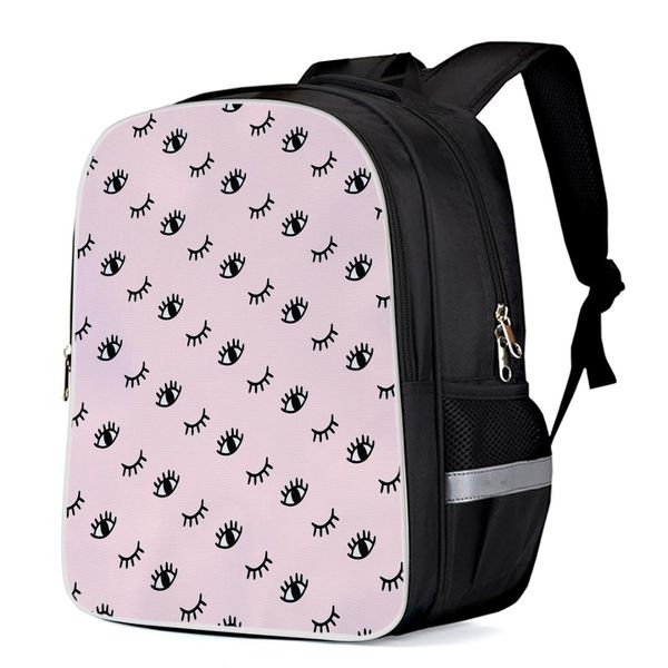 

eyelash pink cartoon eye backpacks school bag child book bag sports bags bottle side pockets school student silver edge