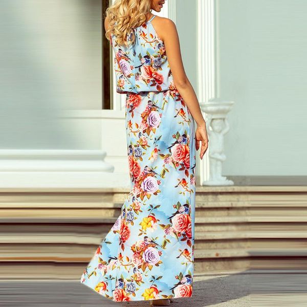 

fashion maxi dresswomen off shoulder long dresssleeveless floral print slit long dress dames jurken #js5, Black;gray