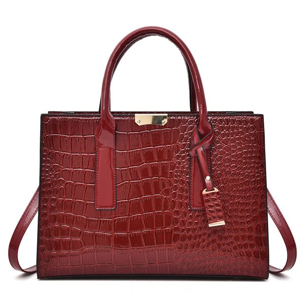 

fashion luxury women totes new handle bags crocodile pattern pu leather handbags classic black brown women shoulder bag