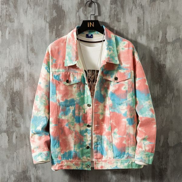 

tsingyi camouflage painted blue pink denim jacket men bomber pilot jacket long sleeve casual blouson homme jeans coats, Black;brown