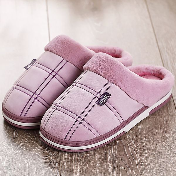 

women winter slippers large size 43-51 suede gingham comfortable house slippers women tpr men for home, Black