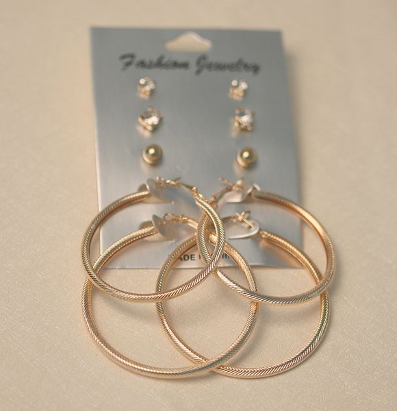 

европейский и американский new rock личность геометрическая серьги 5 - кусок комбинация set кристалл жемчужной сережкой, Golden;silver