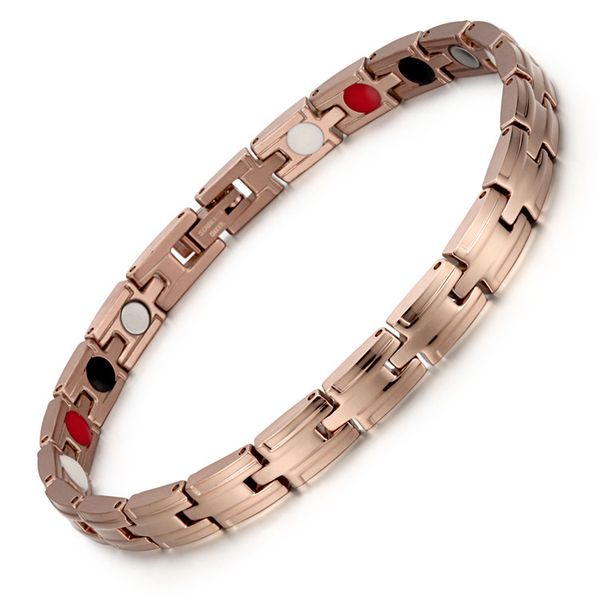 

stainless steel vacuum plating rose gold magnet bracelet negative ion far infrared germanium bracelet, Black