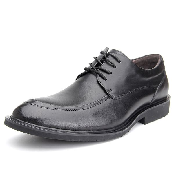 

business dress shoes men genuine leather lace-up business men shoes autumn winter british all-match cowhide, Black