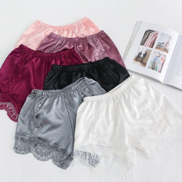 

women's safety short pants solid color lace shorts thin loose sweet safety shorts 2019 breathable summer underwear females cloth, Black;pink