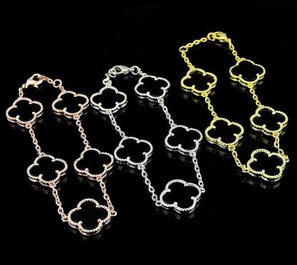 

5 flower bracelets clover black and white red green powder shell plated 18k gold bracelet wild bracelet