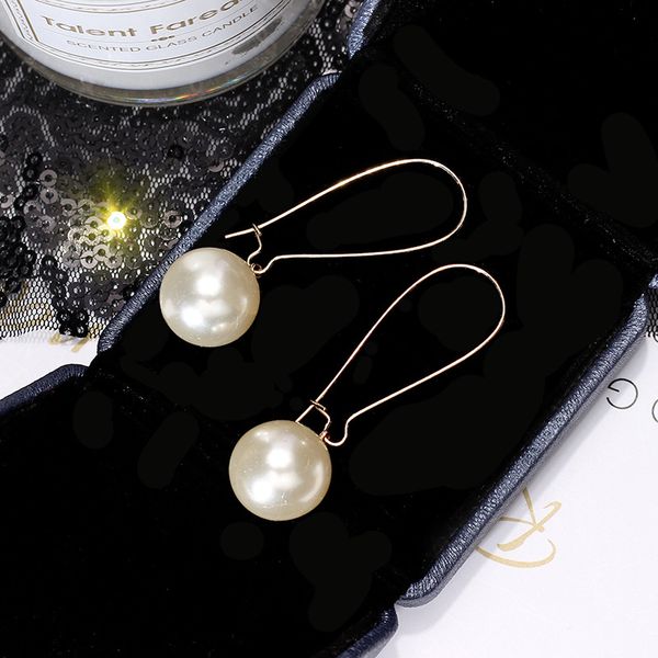 

shiny side new fashion brand jewelry simple pearl dangle earrings for women statement gift long earrings ing, Silver