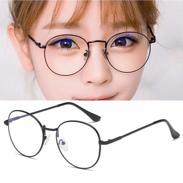 

1pc fashion metal computer round frame glasses women rays radiation eyewear frame anti blue light glasses 2020, Black