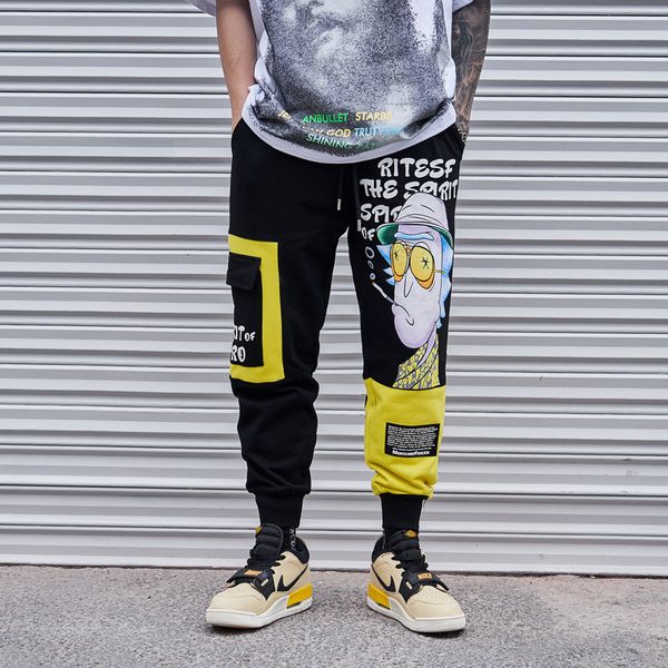 

kimsere мужская мода harajuku тренировочные брюки hi street хип-хоп шаровары уличная одежда бегуны брюки для мужчин окрашены, Black