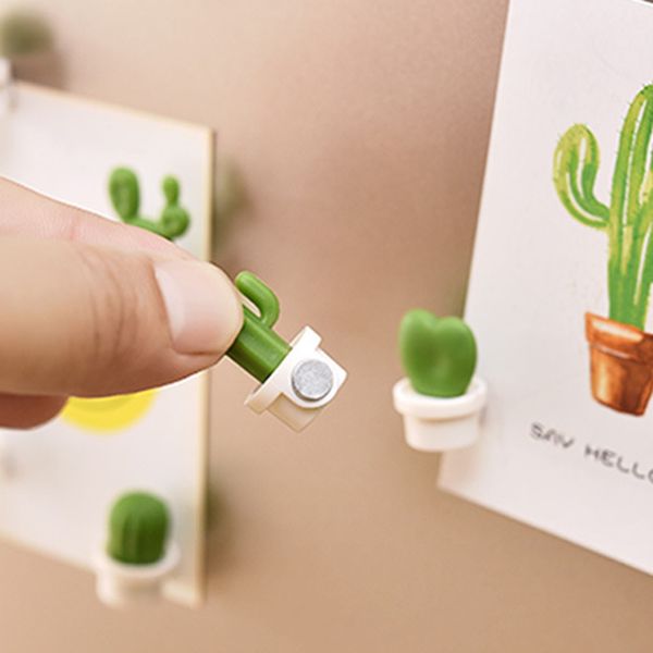 

6pcs cute succulent plant magnet button cactus refrigerator message sticker environmental protection resin magnetic patch #yy