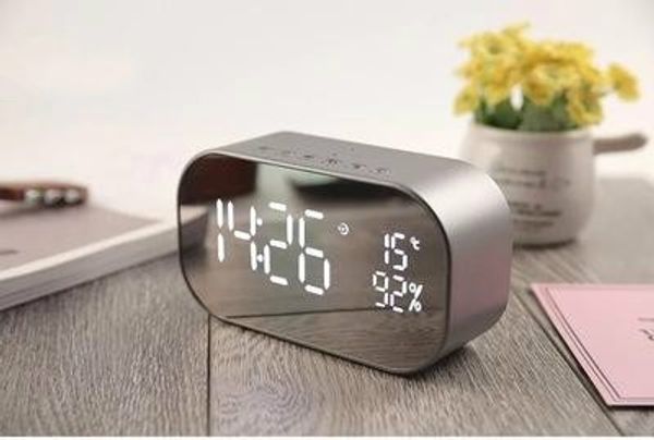 

светодиодный будильник с fm-радио беспроводной bluetooth динамик зеркало дисплей поддержка aux tf usb музыкальный плеер беспроводной для офи