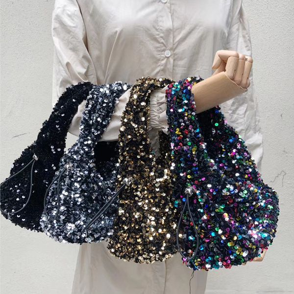 

2020 fashion sequins & oxford fabric women handbags women bucket bag cloud shape