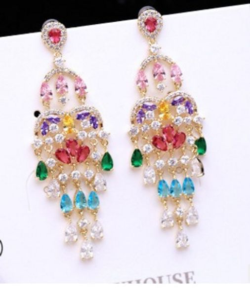 

2pairs/lots chaming crystal diamond wddding birde lady's tassels earings up-market 5.6#2cm 38.5uu, Golden;silver