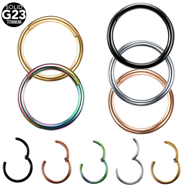 

1pc g23 titanium hinged segment hoop nose ring 18g nipple clicker ear cartilage tragus helix lip piercing body jewelry, Slivery;golden