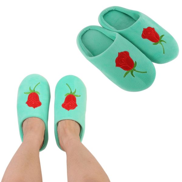 

soft bottom cotton indoor slipper with rose patterns