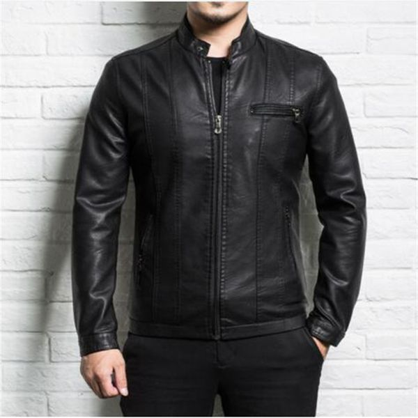 

men genuine leather jacket sheepskin 2019 new spring and autumn handsome slim zipper male motorcycle leather jacket teenager boy, Black