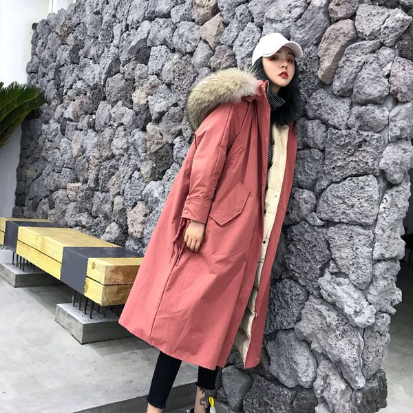 

women's down & parkas leiouna cotton loose duck korean puffer coat womens long fashion jackets winter female warm feather jacket parka, Black