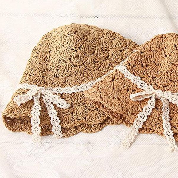 

новый ручной работы девушки пляж шляпы шапки для девочек родитель-потомок шлемов sun summer соломенная шляпка для девочек