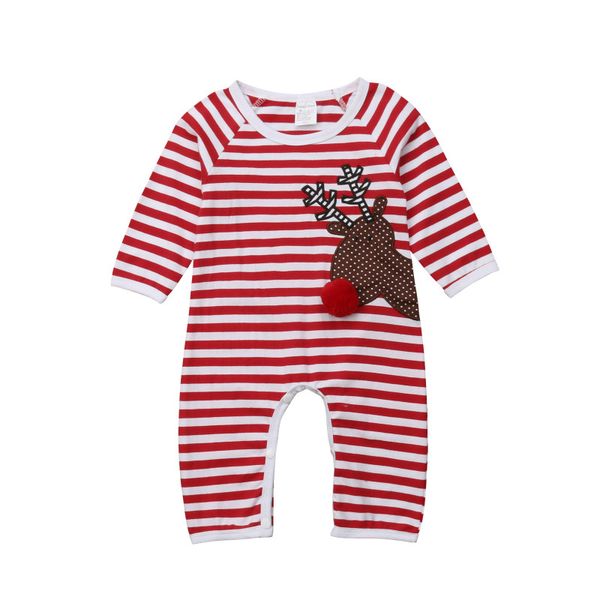 

0-24m infant newborn baby boy girl christmas rompers cartoon reindeer striped jumpsuit long sleeve clothes xmas baby costumes, Pink;blue