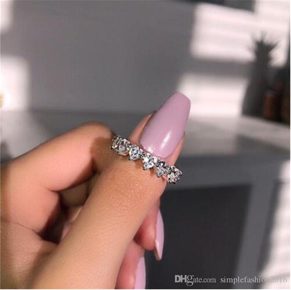 

romantic queen of hearts ring 4mm diamond 925 sterling silver engagement wedding band ring for women bridal jewelry gift, Slivery;golden