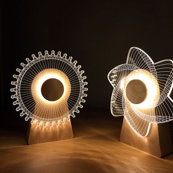 

usb power 3d windmill night light wooden rotating music box creative gift table lamp home deskdecoration
