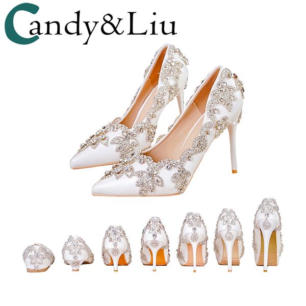 

women shoes high heels wedding thin heels white diamond glittering evening dress shoe bride shoes crystal pumps for party, Black