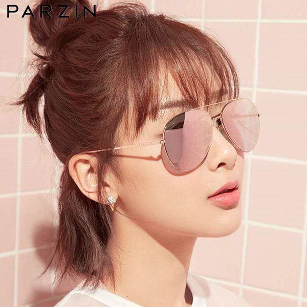 

parzin women sunglasses classic pilot flat lens sun glasses for men metal frame ladies shades uv 400 53 mm driving glasses, White;black