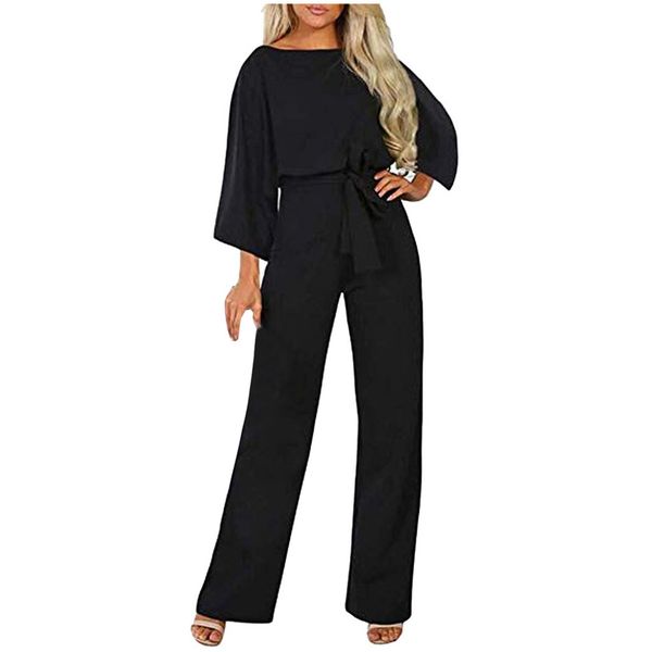 

women bandage jumpsuit summer fashion 2019 long sleeve playsuits clubwear straight leg with belt overalls bodycon ladies, Black;white