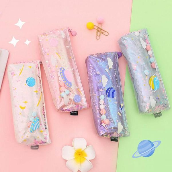 

planet quicksand pencil case ins student personality stationery bag waterproof gorgeous stationery case pencil