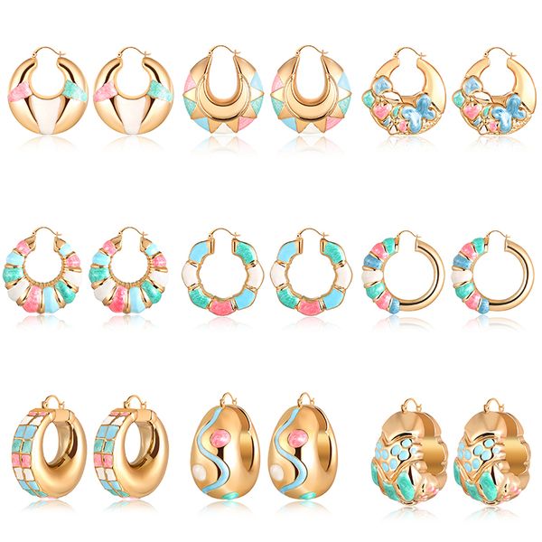 

cweel gold color hoop earrings for women fashion ear jewelry wedding statement earrings female geometric party pendientes, Golden;silver
