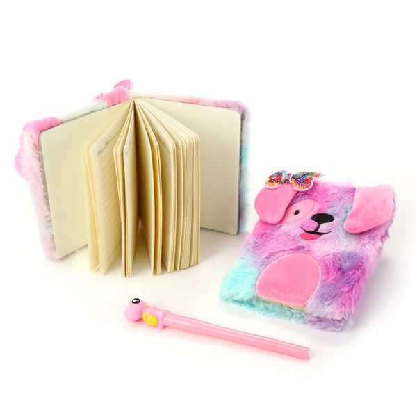 

child plush bows notebooks cartoon dogs lovable student fond gradient diary birthday gift notepads supplie new arrival 7 8sm e2, Purple;pink