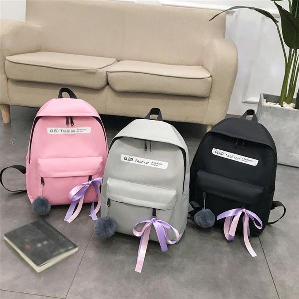 

korean style canvas backpack women travel backpack leisure school bag shoulder bow girls boy rucksack satchel mochila menina 828