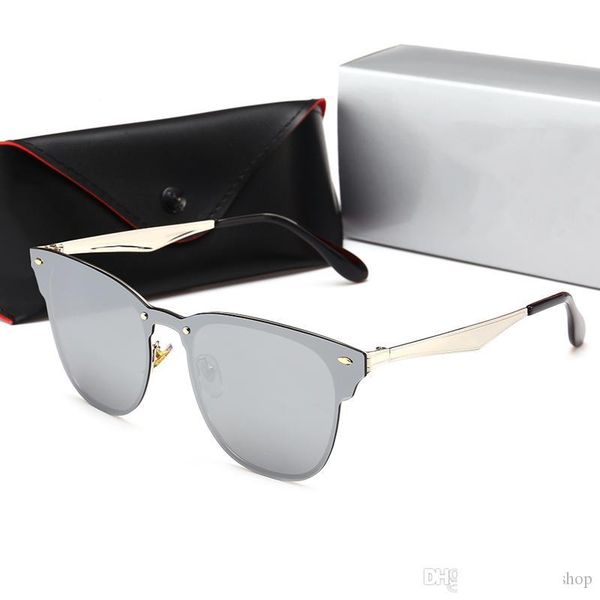 

3576 quality glass lens metal hinge brand designer fashion men women plank frame sunglasses sport vintage sun glasses with brown box, White;black